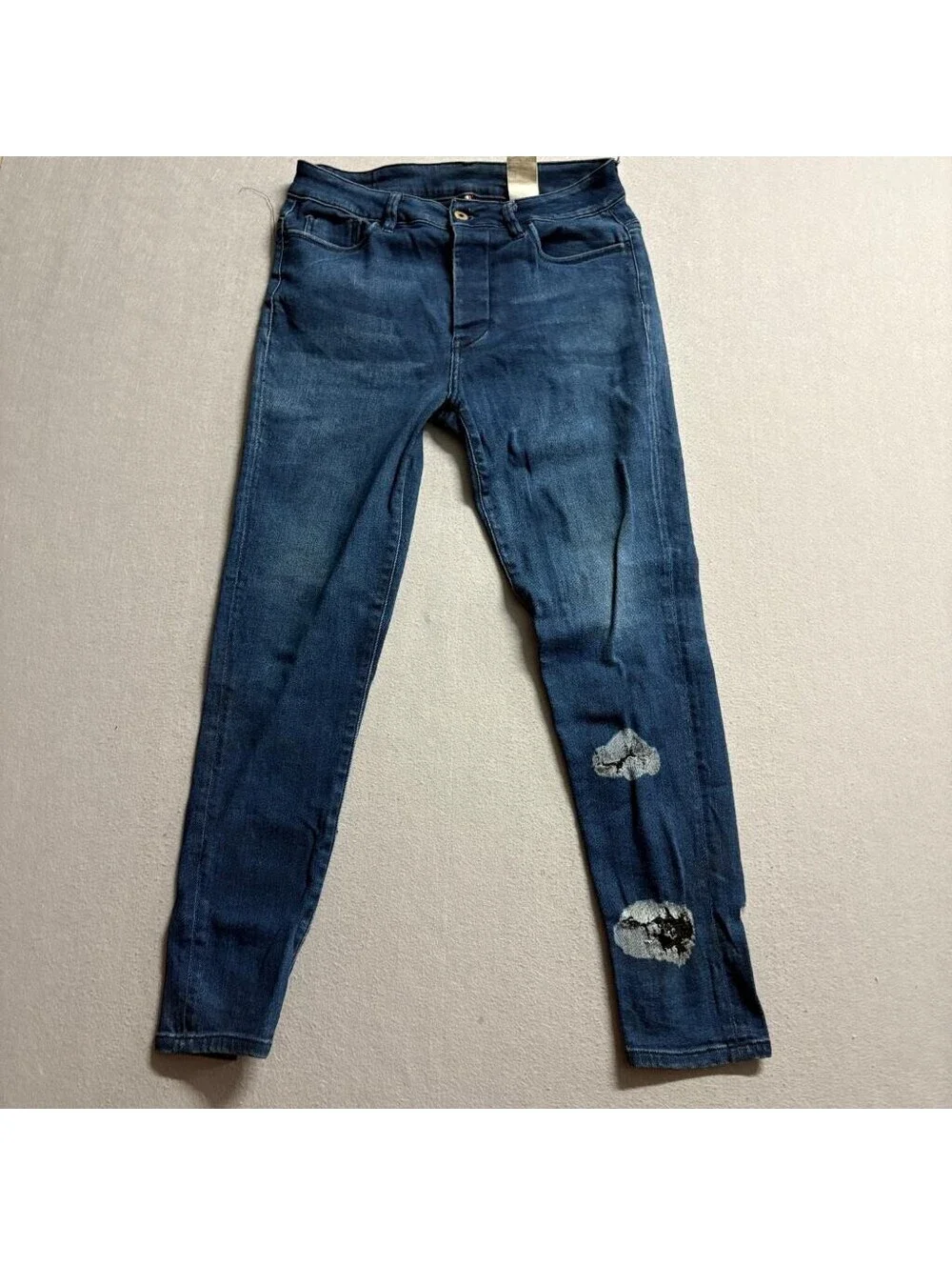 Candiani Denim Jeans Womens Size Medium Blue Distressed Italian Cotton Blend